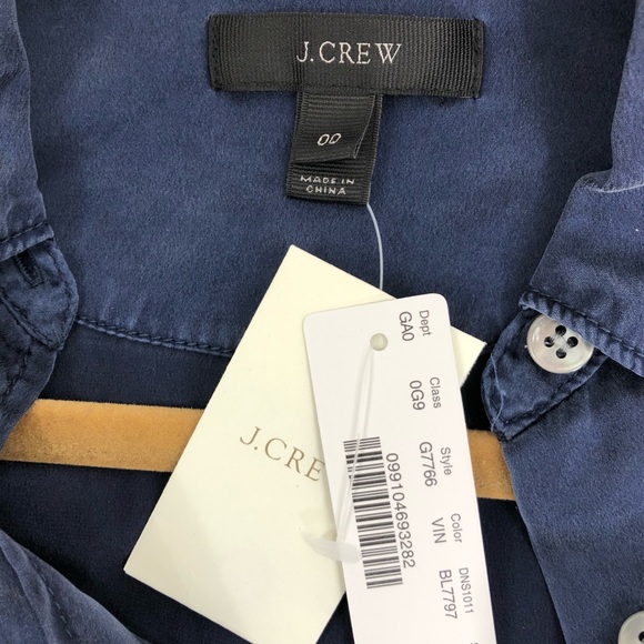 J Crew Navy Silk Button up Shirt - Picture 3 of 3